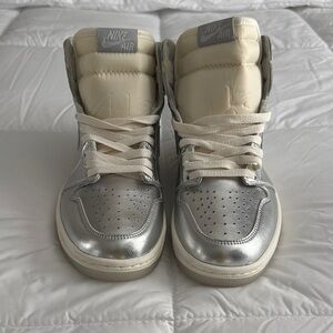 Nike Air Silver and Cream High-Top Sneakers